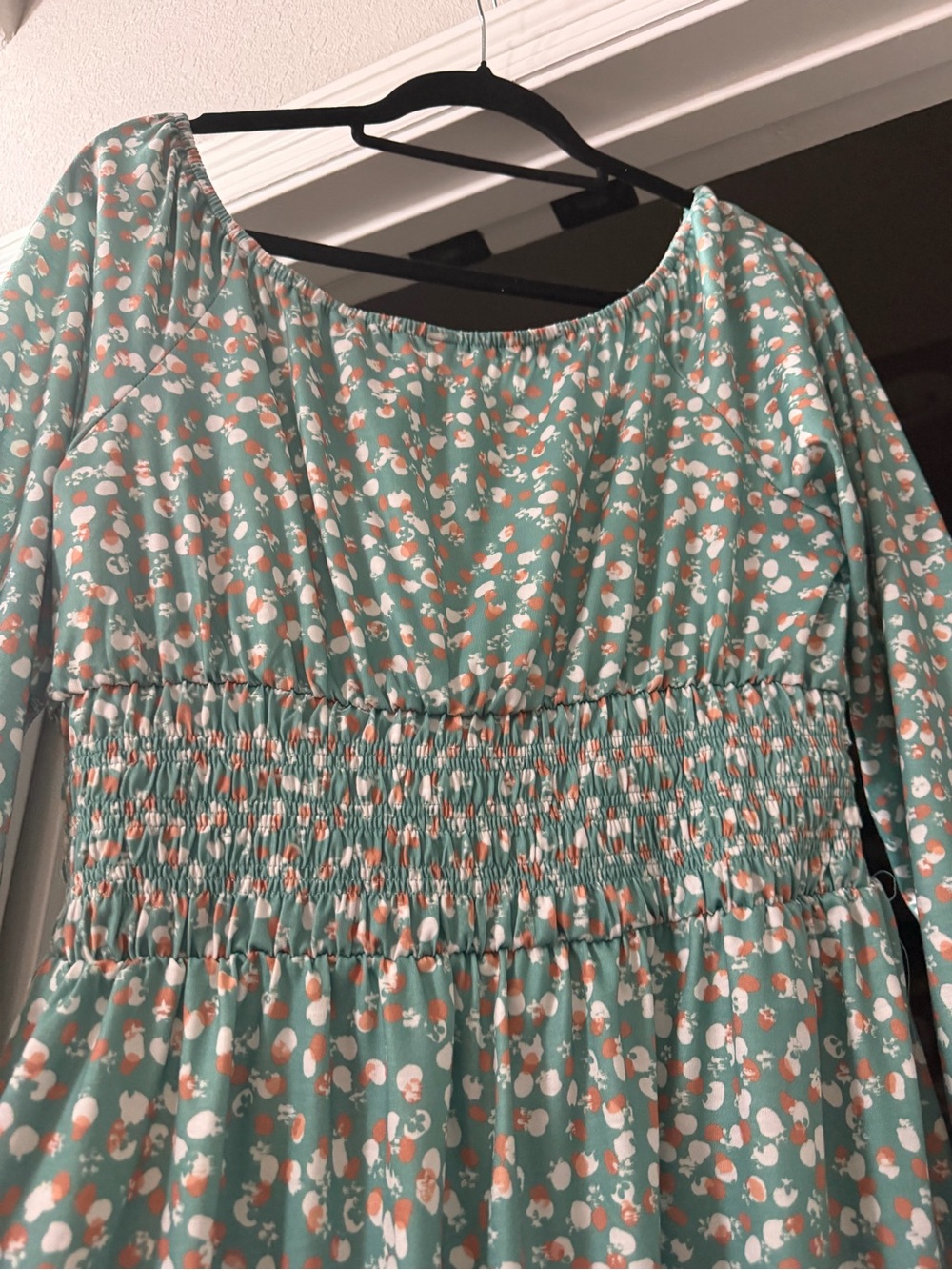 Mint Floral Smocked Waist Women’s Dress